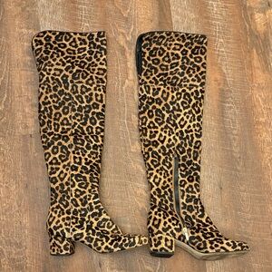 Chic Leopard Print Over-the-Knee Boots